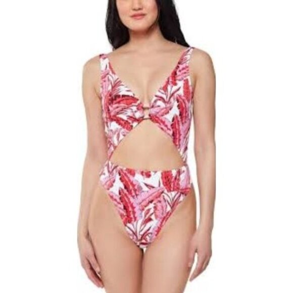 Jessica Simpson Paradiso Palm One Piece Swimsuit Women's Size Small Pink NWT! - Picture 1 of 8